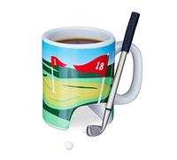 Relaxdays Golf Cup with Putter, 2 Golf Balls, Golfing Club Pen, Gag Gift, Coffee Mug, Multi-Coloured
