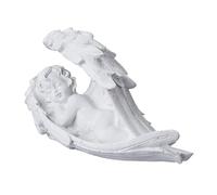 Relaxdays Grave Angel, Sleeping, Artificial Stone, Weather, Frost-& UV-resistant, HxWxD: 13 x 21 x 9 cm, Decor, White, Polyresin