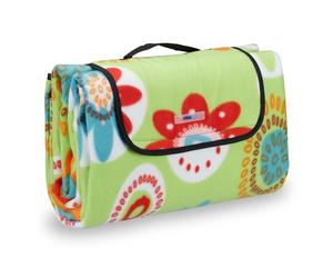 Relaxdays Green Flower Picnic Blanket