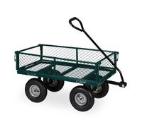 Relaxdays Green Heavy-Duty Cart with Folding Sides