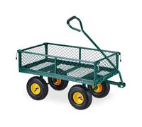 Relaxdays Green Heavy-Duty Cart with Yellow Rims