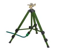 Relaxdays Sprinkler, Tripod Stand, Range 9m, 0-360 Angle, Click Connection, Static, Garden, Water, Green/Black, Aluminium, 90 x 94 x 82 cm