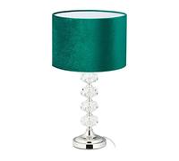 Relaxdays Green Velvet and Crystal Table Lamp 47 x 26 cm HxD, E14 Socket, Bedside Lamp, Indirect Lighting