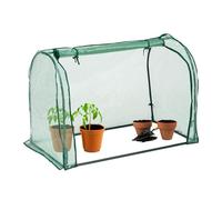 Relaxdays Greenhouse, PE Foil, Roll-up Door, HxWxD: 80 x 113 x 70 cm, Tunnel, Plug-in System, Transparent/Green, Iron, 9 x 5.5 x 5.5 cm