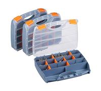 Relaxdays Grey 3-Piece Tool Box Set w/Handle, Tool Kit for Small Part, Adjustable, HWD: 6x32x24 cm