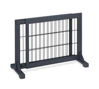 Relaxdays Safety Gate for Children & Pets, HxD: 56 x 70-115 cm, with Feet and Floor Protectors, Free-Standing, Grey, Wood