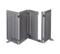 Relaxdays Safety Gate with Door, Pets and Children, Retractable, with Feet, Free-Standing Barrier, HxW: 70x207 cm, Grey, Fibreboard