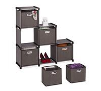 Relaxdays Grey Shelf Unit 6 Compartments