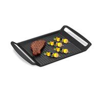 Relaxdays 10031495 grillplatte Grill Plate, Gas & Electric Cooker, Griddle for Meat, Vegetables & Fish, Non-Stick, WXD 23 x 26 cm, Anthracite, Aluminium