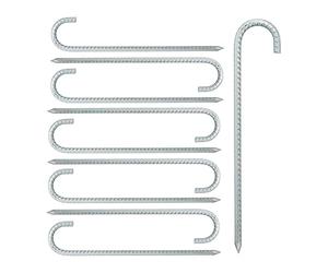 Relaxdays Ground Anchor, Set of 10, XL Tent Pegs, Extra Long, Sturdy Ground Anchor, Camping, Tent Accessories, Steel, 39 cm, Silver