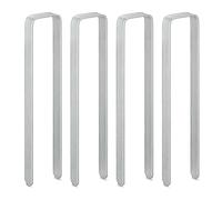 Relaxdays Ground Anchor Set of 4, Hard Soil, Camping, Garden Stakes, Metal, XXL, HxWxD: 30 x 6 x 2.5 cm, Durable, Silver, Iron