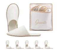 Relaxdays Guest Slippers, 6 pairs, Guests slippers, with bag, beige
