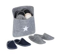 Relaxdays Guest Slippers 6 Pairs, House Shoes Set, Sizes 36-45, Felt, Non-Slip Sole, Storage Bag, Multicoloured