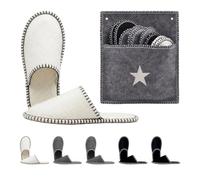Relaxdays guest slippers, 6 pairs, Star slippers, with bag, beige