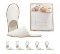 Relaxdays guest slippers, 6 pairs, Welcome slippers, bag, beige
