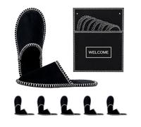 Relaxdays guest slippers, 6 pairs, Welcome slippers, bag, black