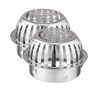Relaxdays Gutter Guard, Set of 2, for 120 mm downpipes, Stainless Steel, Protection Against Clogging, Leaf Catcher, Silver