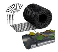 Relaxdays Gutter Leaf Guard, Weatherproof Plastic Protection, 6 M Long, 15 CM Wide, Includes 15 Clips, Black