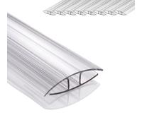 Relaxdays H-profile for twin-wall panels, set of 9, 4-6 mm, UV & weather-resistant, 121 cm, polycarbonate, clear