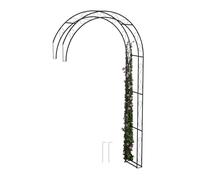Relaxdays Half Garden Arbour, Metal, HWD: 245 x 130 x 36 cm, Climbing Arch for Plants, Wall-Mounted Rose Archway, Black