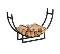 Relaxdays Firewood Rack, Half-Round, Indoors, Powder-Coated Steel, Log Cradle, HxWxD 55x92x21 cm, Black, 10028771