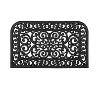 Relaxdays Half-Rounded iron look Doormat, 45 x 75 cm, Door Mat Inside & Outside, Non-Slip, Shoe Wiper, Black, Rubber