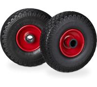 Relaxdays Hand Truck Spare Tyre Set, Flatproof, 3.00-4 Solid Rubber Wheel, 25mm