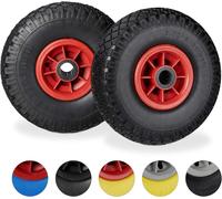 Relaxdays Hand Truck Spare Tyre Set of 2, Flatproof, 3.00-4 Solid Rubber, 25mm