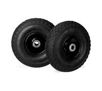 Relaxdays Hand Truck Wheels 3.00-4, Set of 2, Pneumatic, Up to 100 kg, 260 x 85 mm, Steel Rim Tyres, Black, Rubber, Pack of 2