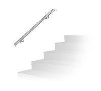 Relaxdays Handrail, Brushed Stainless Steel, Between 100 cm, Banister with Wall Holders and Metal Screws, Grey