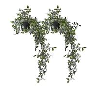 Relaxdays Hanging Artificial, Set of 2, Fake Flowers, Plastic Ivy Plants, Decoration, HxD: 60 x 20 cm, Green/Black, Polyester, 20 x 60 cm