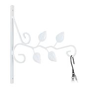 Relaxdays Hanging Basket Bracket, Design with Leaves, Wall-Mounted, 30 x 29.5 x 2 cm, Plant Hanger, Garden, Iron, White