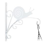 Relaxdays Hanging Basket Bracket, Snail Design, Wall-Mounted, 30 x 30.5 x 2 cm, Plant Hanger, Garden, Iron, White