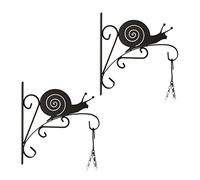 Relaxdays Hanging Basket Brackets, Set of 2, Snail Design, Wall-Mounted, 30 x 30.5 x 2 cm, Plant Hanger, Iron, Black