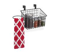 Relaxdays Hanging Basket, Lattice Storage for Cupboard Door, Kitchen & Bathroom, Metal, HxWxD: 22.5 x 38 x 20 cm, Black