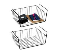Relaxdays Hanging Basket, Set of 2, for Cupboard, Shelf and Desk, Iron Wire, HWD: 15 x 34 x 25.5 cm, Black