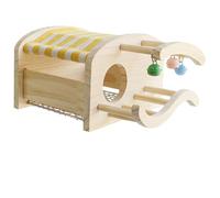 Relaxdays Hanging Bird House, Perches for Birds, Parrot Wooden Platform, Swings with Swing Bell