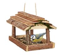 Relaxdays Hanging Bird Table with Tree Bark