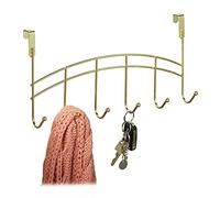 Relaxdays Hanging Coat Rack, 6 Door Hooks for Hallway, Bedroom or Bathroom, Convenient Storage, HWD: 20x40x9 cm, Gold
