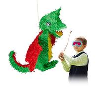 Relaxdays Hanging Dragon Pinata, Children, Girls, Boys, Birthday, Fillable, Large Paper Piñata, Colourful