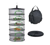 Relaxdays Hanging Drying Net, 6 Tiers, Food Dryer for Herbs, Fruit & Vegetables, Foldable Mesh Dehydrator, Black