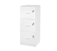 Relaxdays Hanging File Cabinet with 3 Lockable Drawers, 103x40x40cm, White