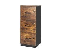 Relaxdays Hanging Filing Cabinet with 3 Lockable Drawers, 103x40x40 cm, Black/Brown
