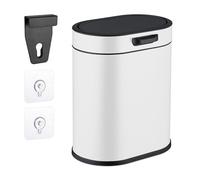 Relaxdays Hanging Kitchen Waste Bin, 5 L, Rubbish Container with Lid, Plastic, Wall Dustbin, 29.5 x 24 x 19.5 cm, White, 70% Iron 30%, 5 litres