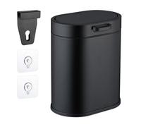 Relaxdays Hanging Kitchen Waste Bin, Vol. 5 L, Rubbish Container with Lid, Plastic, Dustbin, 29.5 x 24 x 19.5 cm, Black, Iron, 30.5 x 16 x 12.5 cm