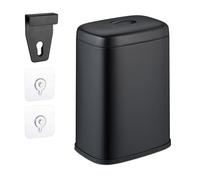 Relaxdays Hanging Kitchen Waste Bin, Vol. 5 L, Rubbish Container with Lid, Plastic, Dustbin, 29 x 21.5 x 16.5 cm, Black, Iron