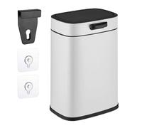 Relaxdays Hanging Kitchen Waste Bin, Vol. 5 L, Rubbish Container with Lid, Plastic, Dustbin, HWD: 29 x 21 x 18 cm, White