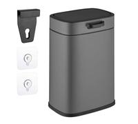Relaxdays Hanging Kitchen Waste Bin, Vol. 5 L, Rubbish Container with Lid, Plastic, Dustbin, HWD: 29 x 21 x 18 cm, Grey, 30% 70% Iron