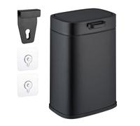 Relaxdays Hanging Kitchen Waste Bin, Vol. 5 L, Rubbish Container with Lid, Plastic, Dustbin, HWD: 29 x 21 x 18 cm, Black, Iron