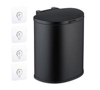 Relaxdays Hanging Kitchen Waste Bin, Vol. 9 L, Rubbish Container with Lid, Plastic, Dustbin, HWD: 32 x 28 x 15 cm, Black, Iron, 32 x 28 x 25 cm